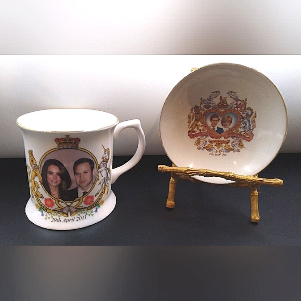 Princess Kate Diana Prince William King Charles Cup & Bowl Staffordshire England - Picture 14 of 14